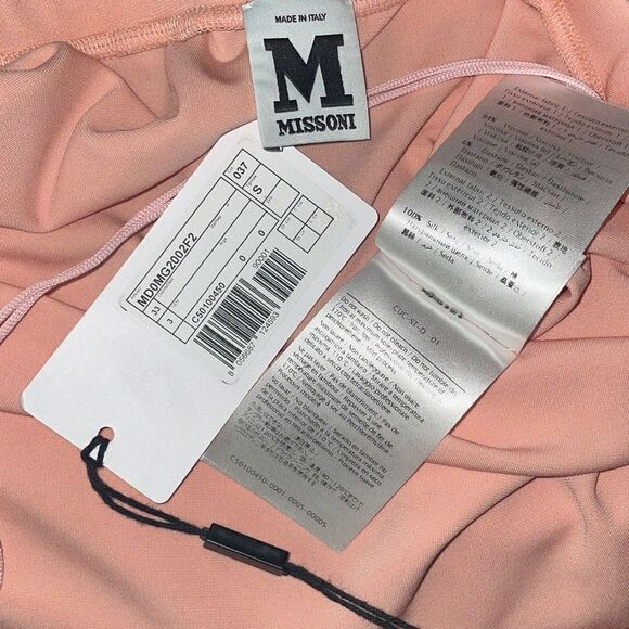 Missoni NEW Silk Jersey Open Back Tie Back Long Sleeve Top S Peach Ivory - Picture 4 of 14